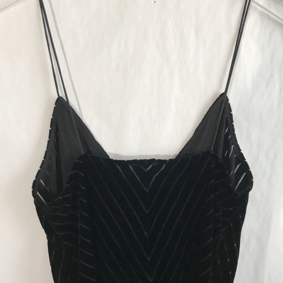 Cami NYC The Olivia Chevron Velvet Silk Blend Cami Tank S Black Mesh Stripes - Picture 6 of 9
